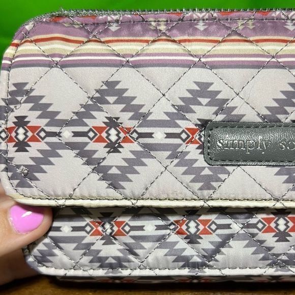 NWT Simply Southern‎ Crossbody Wristlet Wallet 2 Zipper Closure Aztec Print - Picture 3 of 7